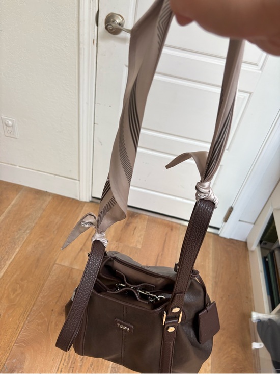 Tod's Handbags - Tod’s Women's Brown Leather Canvas Tote Bag with scarf belt